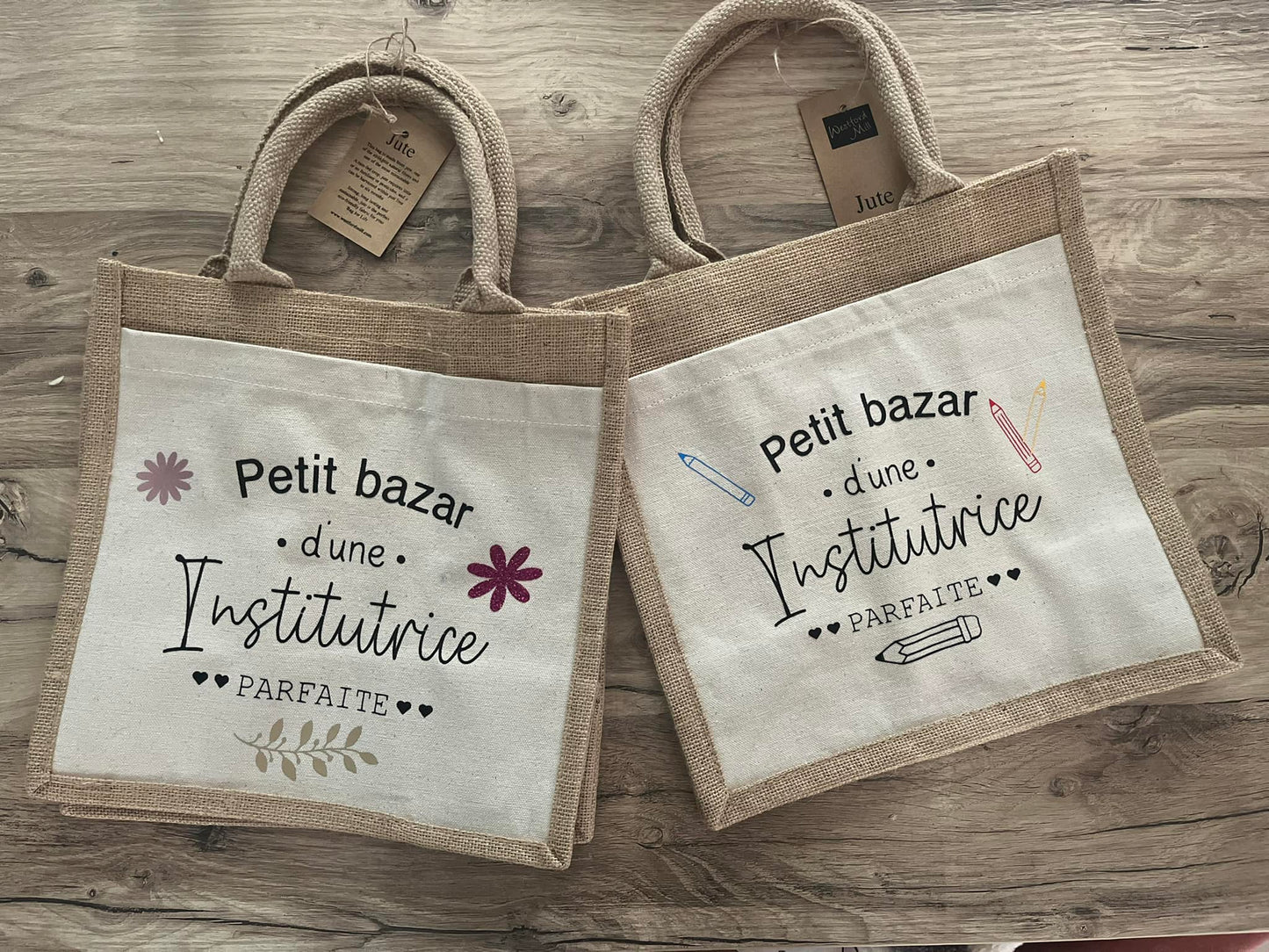 Sacs personnalisés pour institutrices