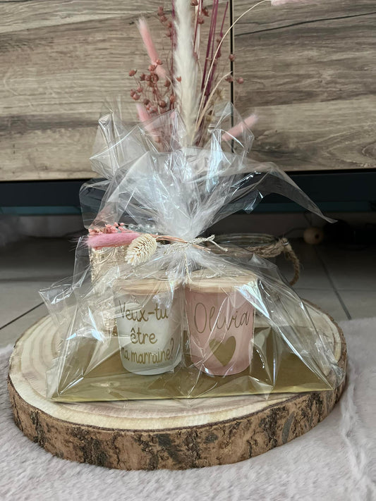 Bougies personnalisées pour une jolie demande à une Marraine
