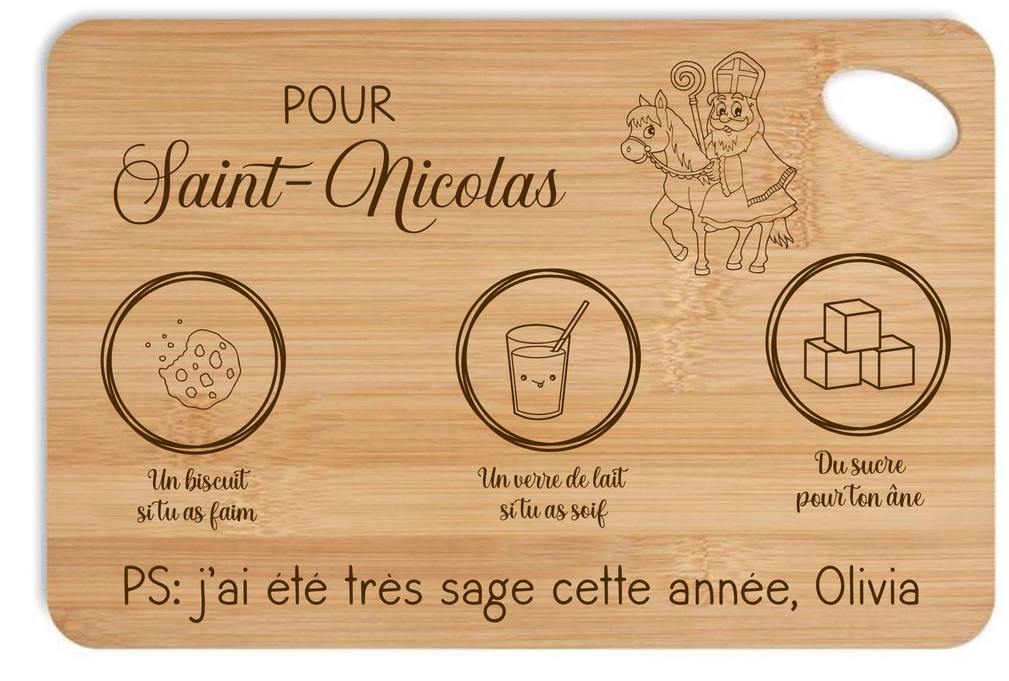 Planche en bois Noël et Saint Nicolas