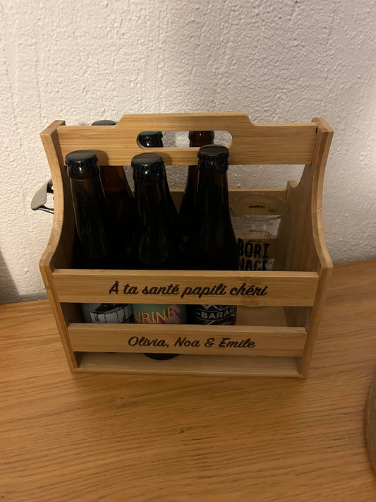 Bac à bouteilles en bois personnalisable