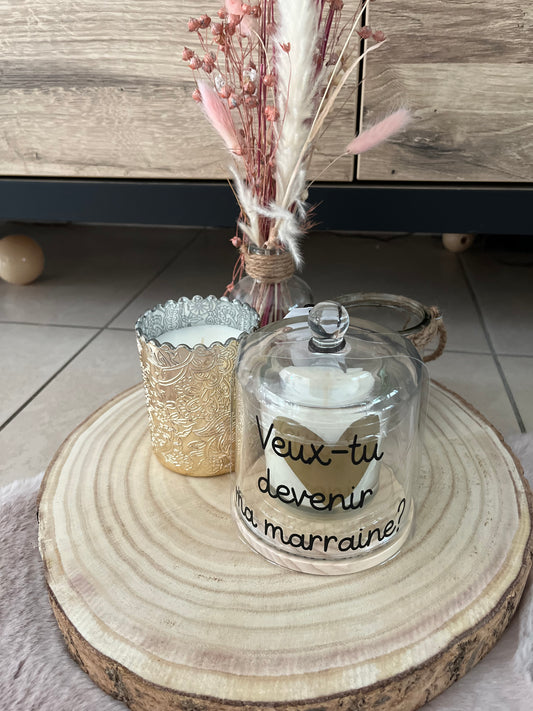 Bougie personnalisée pour une jolie demande à une Marraine